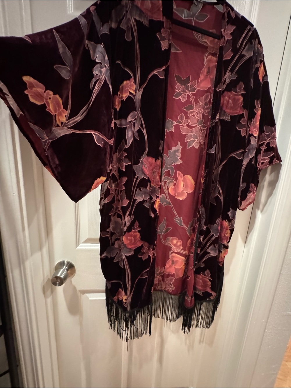 OS - Jealous Tomato / Boho Velvet Burnout Kimono-for Festivals